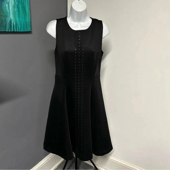 Philosophy Women’s Small Black Grommet Fit & Flare Scuba‎ Dress Cocktail Stretch - Picture 5 of 16